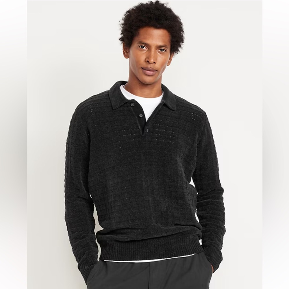 NWT Old Navy Men’s Relaxed Chenille Polo Sweater Size XL NEW WITH TAGS